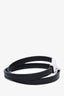 Prada Black Leather Double Strap Logo Bracelet