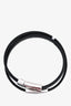 Prada Black Leather Double Strap Logo Bracelet