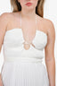 Jonathan Simkhai White Pleated Cut Out Detail Halter Dress Size 6