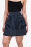 Maje Blue/White Pleated Mini Skirt Size 1