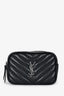 Saint Laurent Black Leather Chevron Tassel Lou Belt Bag