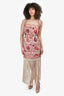 Zimmermann Red/Beige Floral Printed Fringe Hemmed Dress Size 1