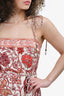 Zimmermann Red/Beige Floral Printed Fringe Hemmed Dress Size 1