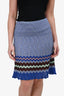 M Missoni Blue Patterned Knit Midi Skirt Size 6