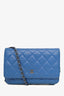 Pre-Loved Chanel™ 2015/16 Blue Caviar Quilted Wallet on Chain