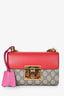 Gucci Red Leather/GG Canvas Padlock Shoulder Bag