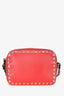 Valentino Red Leather Rockstud Camera Bag