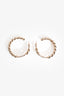 Pre-Loved Chanel™ 2022 Gold Toned White Enamel CC/Chain Hoop Earrings