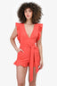 Lovers + Friends Coral Red Ruffle Trim Romper Size XS