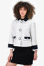 Pre-Loved Chanel™ White Perforated Fabric Jacket Size 40