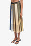 Kenzo Multicolour Stripe Pleated/Perforated Maxi Skirt Size XS