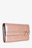 Gucci Pink Patent Leather Monogram Bow Detail Long Wallet