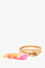 Chloe Gold Toned Bangle Bracelet with Pink/Yellow Fringe Charm