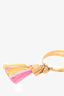 Chloe Gold Toned Bangle Bracelet with Pink/Yellow Fringe Charm