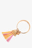 Chloe Gold Toned Bangle Bracelet with Pink/Yellow Fringe Charm