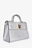 Christian Dior Silver Leather Medium Diorever Flap Tote With Strap