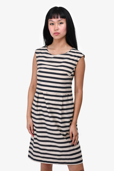 Weekend MaxMara Navy White Striped Sleeveless Dress Size popular Large