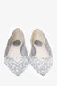 Rene Caovilla Silver Crystal Embellished 'Cinderella' Pointed Toe Flats Size 38