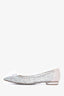 Rene Caovilla Silver Crystal Embellished 'Cinderella' Pointed Toe Flats Size 38