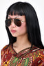 Gucci Gold Frame Tinted Tortoiseshell Detail Aviator Sunglasses