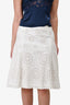 Prada White Eyelet Midi Skirt Size 42