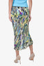 Dries Van Noten Multicolour Silk Marble Pattern Midi Skirt Size 40