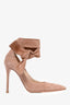 Gianvito Rossi Nude Suede Ankle Wrap Pointed Heels Size 36