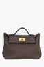 Hermès 2021 Brown 'Ebene' Togo Leather/Matte Alligator Touch 24/24 29 Top Handle with Strap