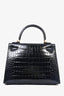 Hermès 2021 Blue Marine Shiny Alligator Sellier Kelly II 25 Bag with Strap