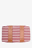 Marni Red/White Striped Canvas with Tan Leather Strap Tote