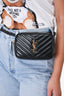 Saint Laurent Black Leather Chevron Logo 'Lou' Belt Bag