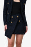 Balmain Navy Tweed Gold Button Detail Skirt Size 36