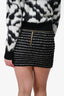 Balmain Black/White Metallic Tweed Gold Button Detail Mini Skirt Size 36
