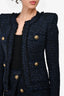 Balmain Navy Tweed Gold Button Detail Jacket Size 34