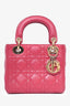 Christian Dior 2013 Pink Cannage Leather Mini Lady Dior Top Handle