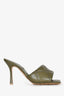 Bottega Veneta Olive Green Leather Lido Heeled Sandals Size 39.5