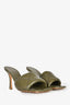 Bottega Veneta Olive Green Leather Lido Heeled Sandals Size 39.5