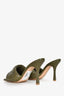 Bottega Veneta Olive Green Leather Lido Heeled Sandals Size 39.5