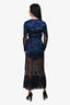 Agent Provocateur Blue/Black Satin/Lace Embroidered Wrap Dress Size S/M