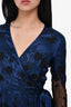 Agent Provocateur Blue/Black Satin/Lace Embroidered Wrap Dress Size S/M