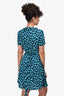 Diane von Furstenberg Green/Blue Patterned Wrap Dress Size S