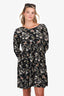 Ba&sh Black/Floral Quarter-Sleeve Mini Dress Size 3