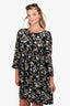 Ba&sh Black/Floral Quarter-Sleeve Mini Dress Size 3