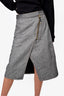 Acne Studios Grey Denim Zip Detailed Midi Skirt Size 38