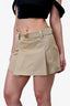 Miu Miu Beige Chino Mini Pleated Skirt with Logo Belt Size 42