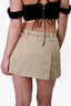 Miu Miu Beige Chino Mini Pleated Skirt with Logo Belt Size 42