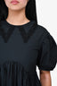 Cecilie Bahnsen Black Lace Trim Collar Puff Sleeve Dress Size 6