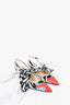 Prada Red/Black Graphic Patent Slingback Heels with Cotton Bow Size 37.5