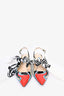 Prada Red/Black Graphic Patent Slingback Heels with Cotton Bow Size 37.5