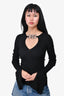 Alexander Wang Black Ribbed Sweater with Silver Chain Detail Size XS